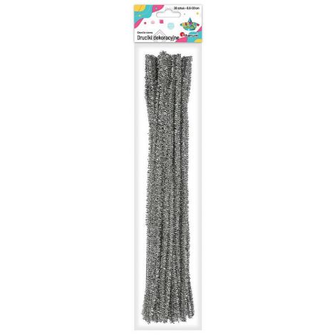 Druciki kreatywne Titanum 30cm Brokat Srebrne, 30szt
